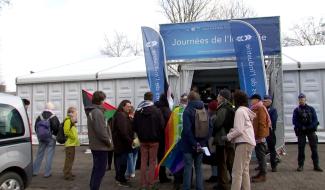 Louvain-la-Neuve : manifestation d'étudiants lors de la Journée de l'Industrie