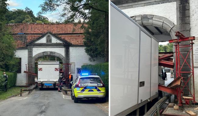 Un camion percute une arche Rue de l'Abbaye à Lasne : trafic interrompu jusqu'à nouvel ordre